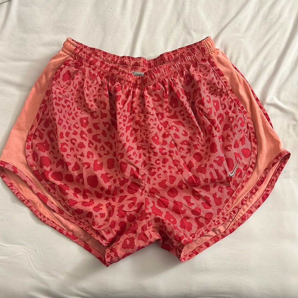 Pink and Coral Cheetah Print Nike Tempo Shorts